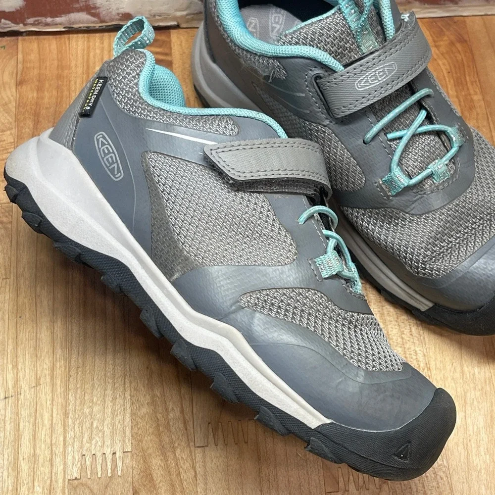 KEEN Kids Grey Aqua Waterproof Hiking Shoes Sneakers 1028014 US 13 EU 31